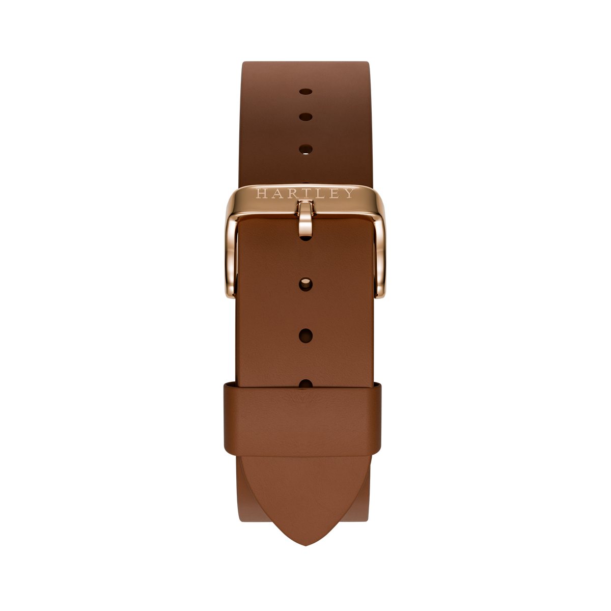 BROWN LEATHER STRAP WITH ROSE GOLD BUCKLE