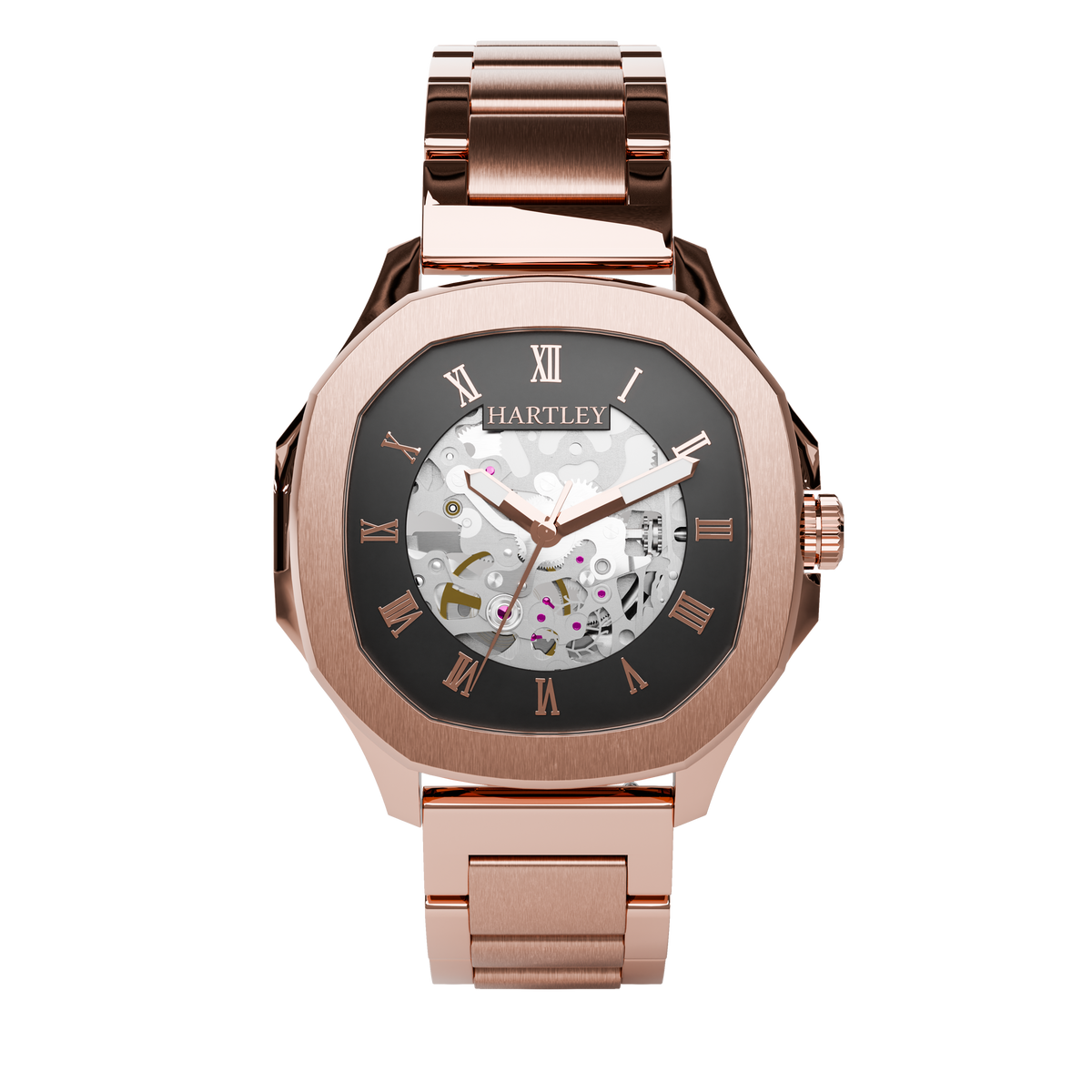 HARTLEY LEGACY ROSE GOLD STEEL BRACELET FRONTAL VIEW